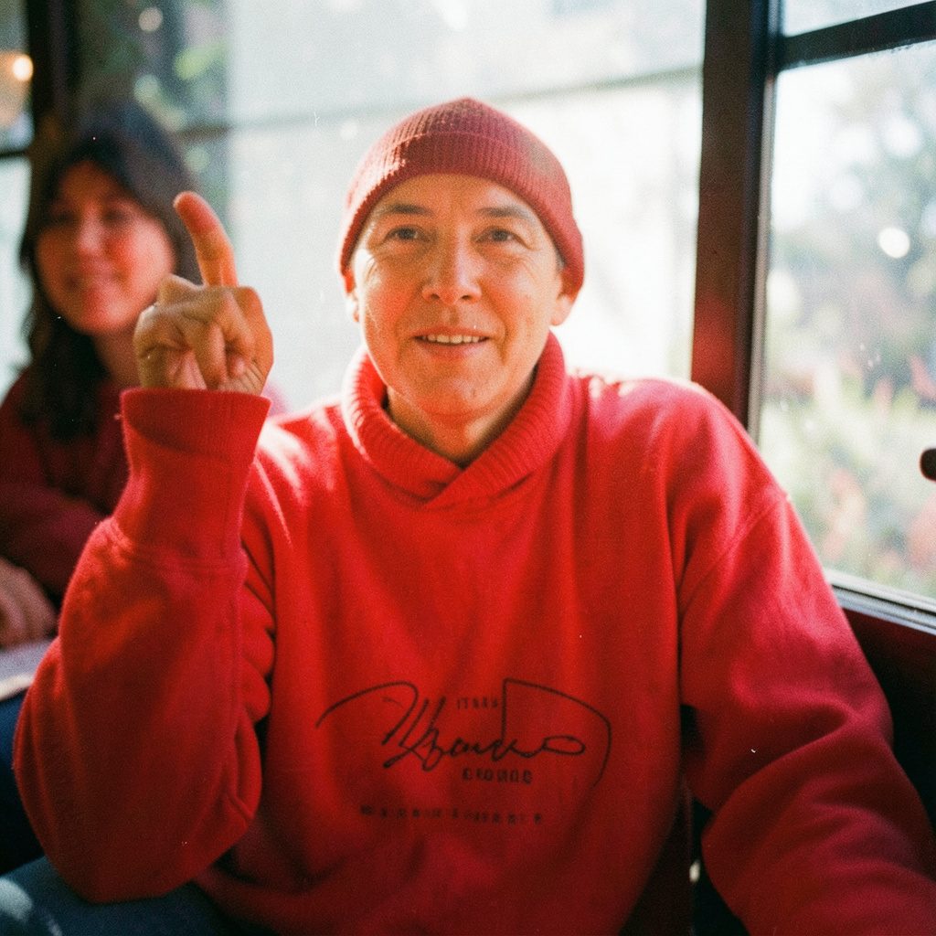 Candid documentary photograph of a person in bright natural light